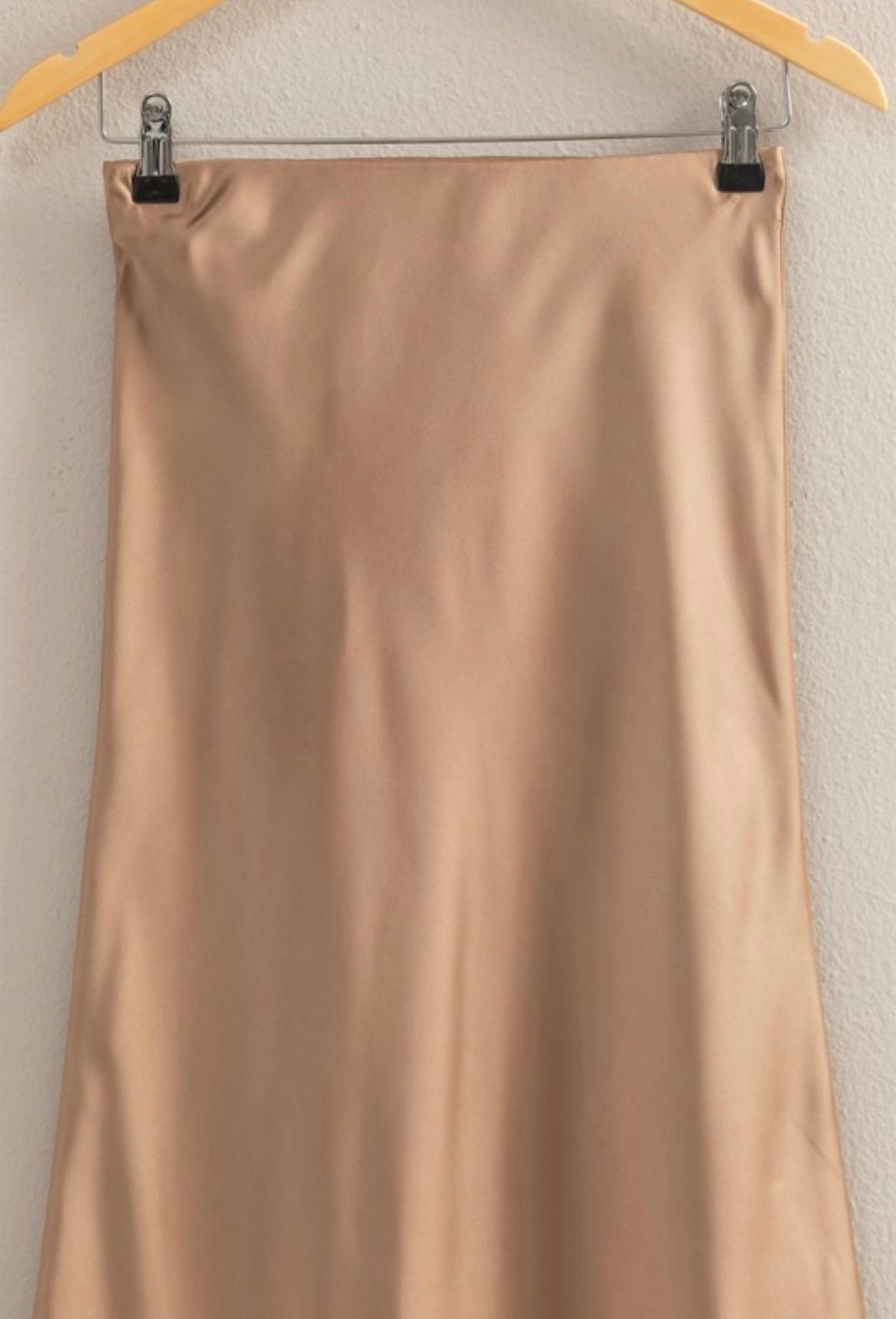 DARK TAUPE MIDI SATIN SKIRT