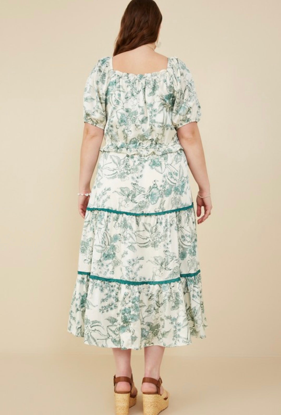 PLUS EMERALD FLORAL DRESS