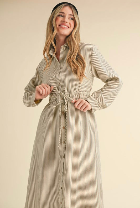 Ivory Mocha Striped Dress