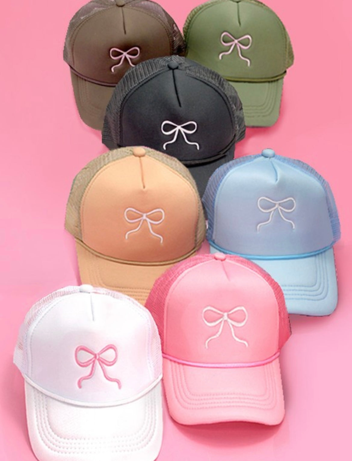 EMBROIDERY BOW TRUCKER HAT