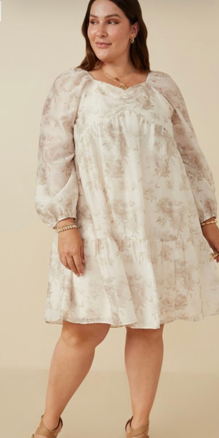 PLUS FLORAL PRINT SWEETHEART DRESS