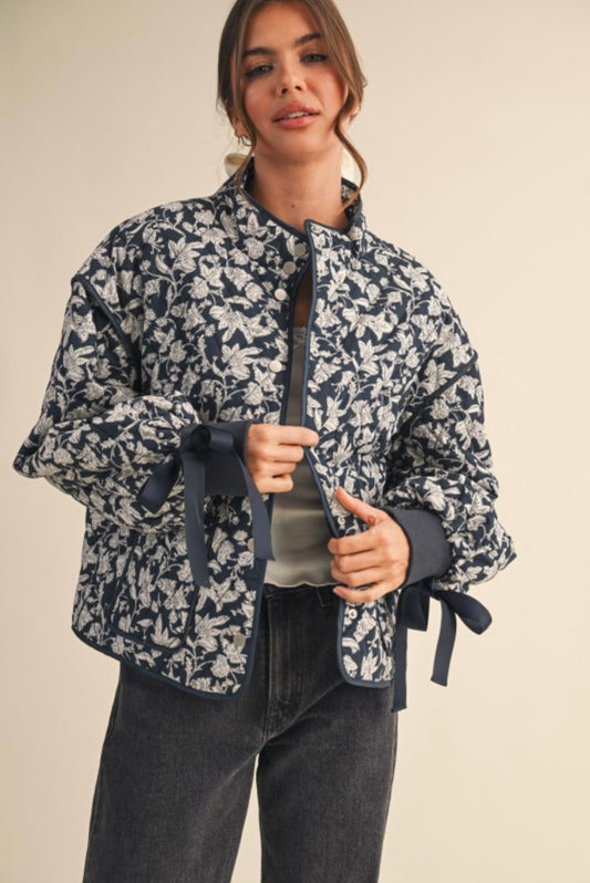 NAVY FLORAL JACKET