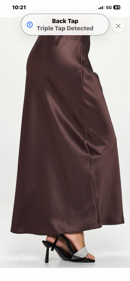 Maxi satin skirt