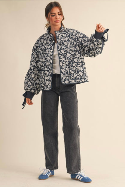 NAVY FLORAL JACKET