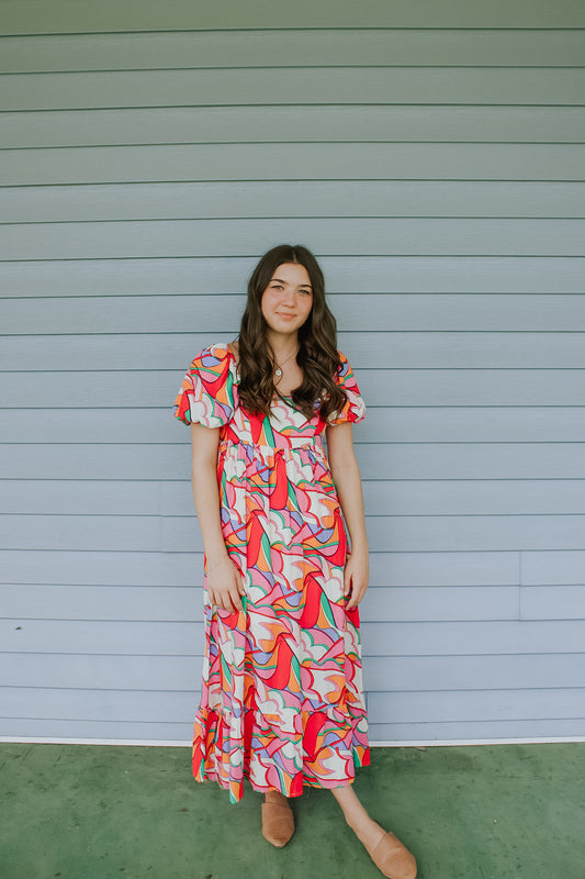 SIMPLY MULTI-COLOR MIDI DRESS