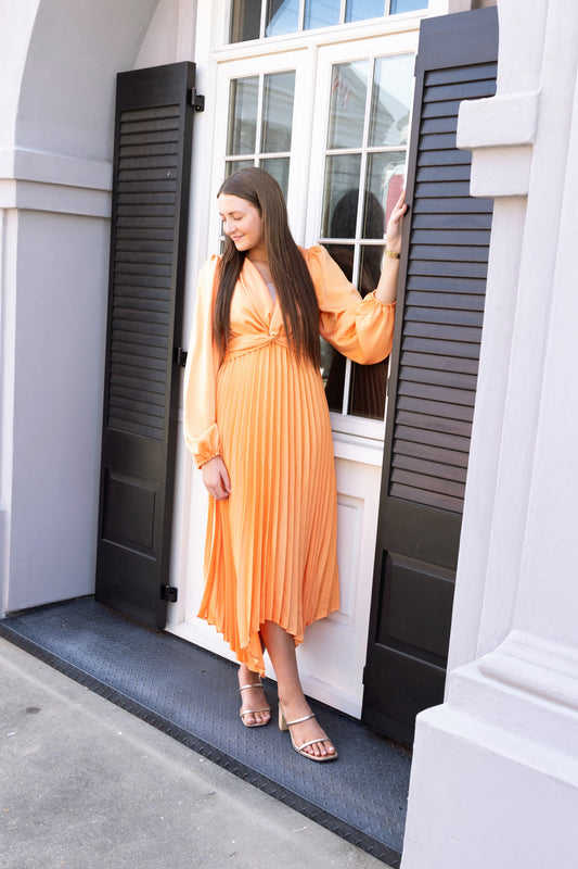 ORANGE SATIN DRESS