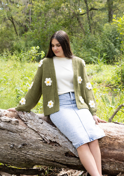 GREEN DAISY CARDIGAN