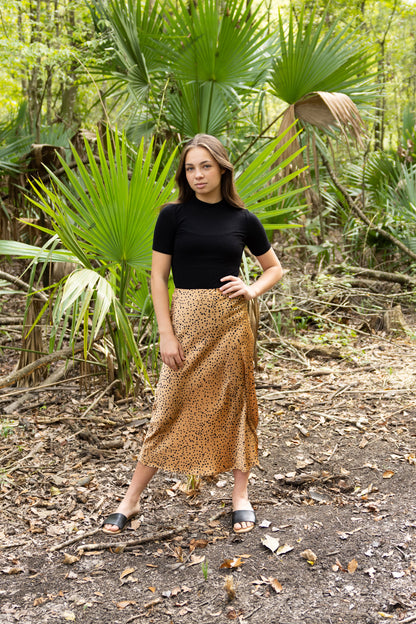 CHEETAH SATIN SKIRT