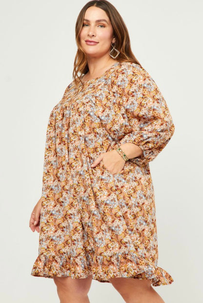 PLUS SIZE - THE FLORAL FALL DRESS