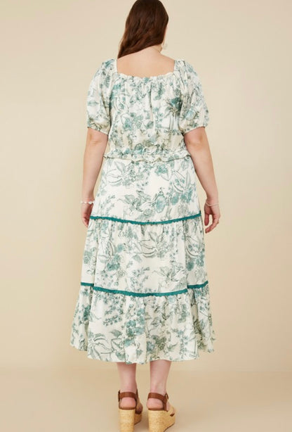 PLUS EMERALD FLORAL DRESS