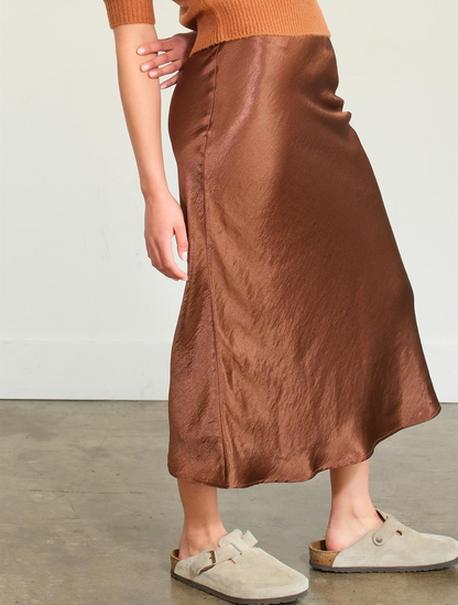 CHESTNUT SATIN SKIRT