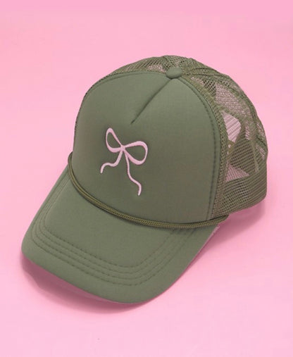 EMBROIDERY BOW TRUCKER HAT