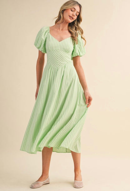 GREEN STRIPED DRESS