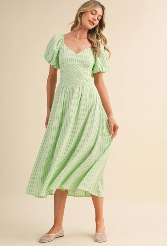 GREEN STRIPED DRESS