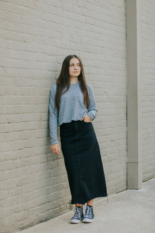 SIMPLY BLACK DENIM SKIRT