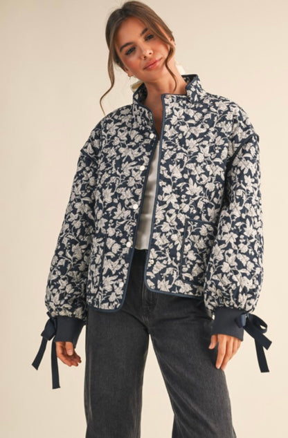 NAVY FLORAL JACKET