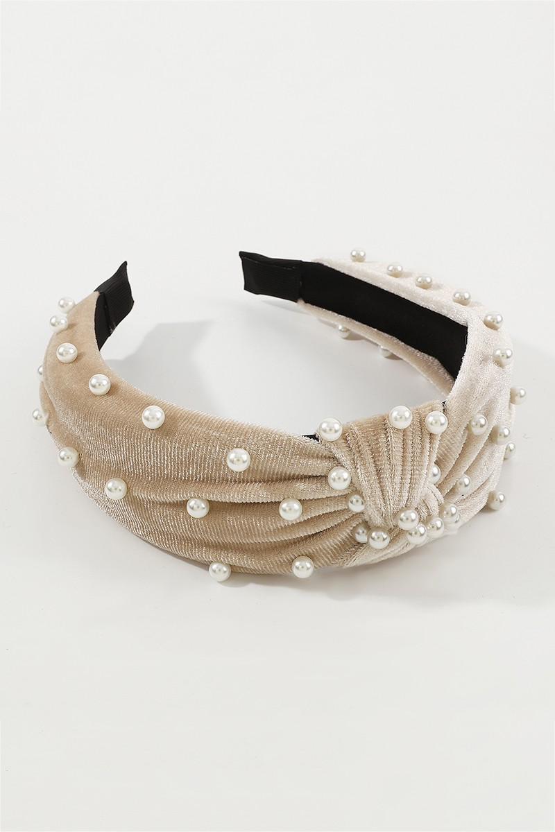 PEARL VELVET TOP KNOT HEADBAND