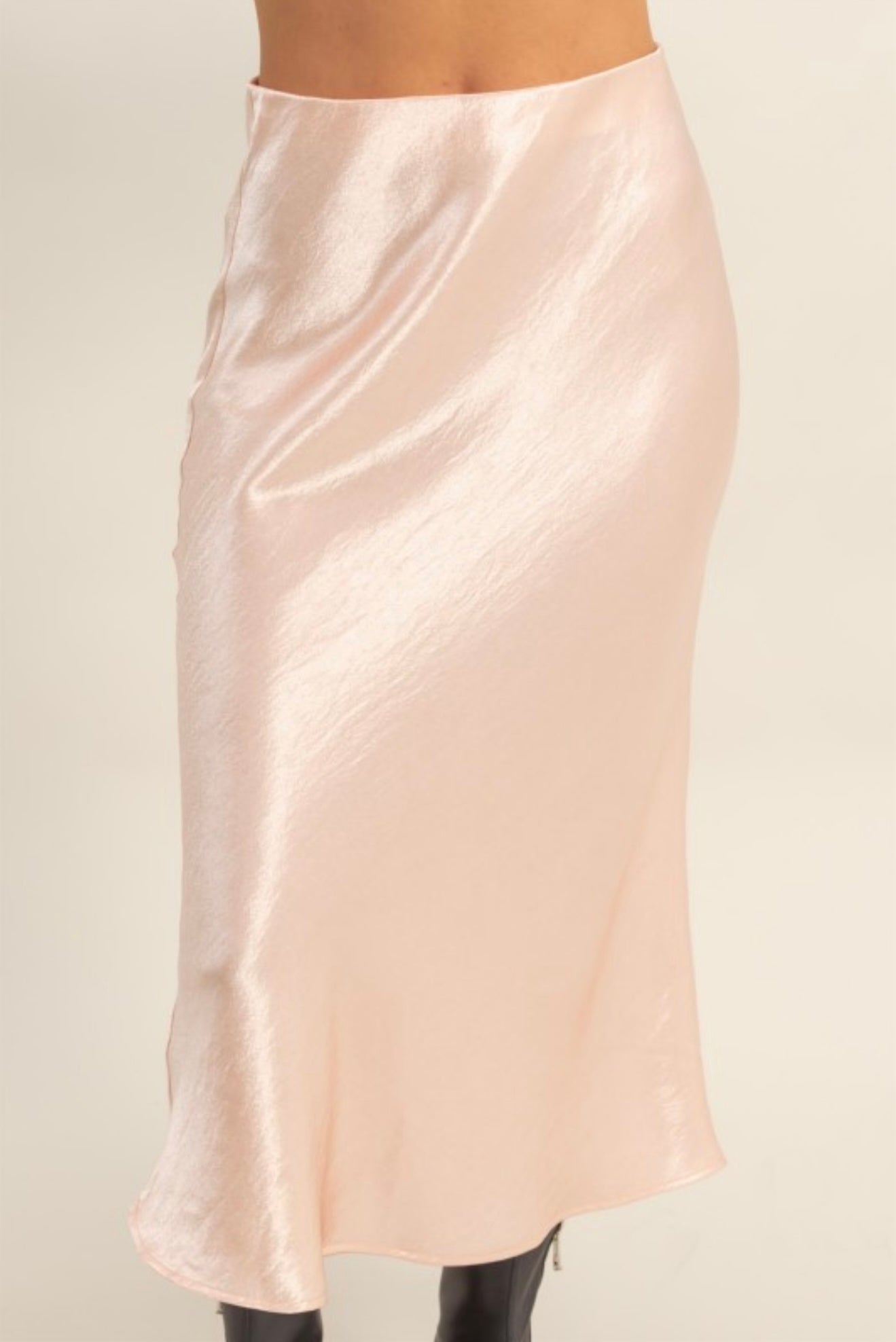 DUSTY PINK MIDI SATIN SKIRT