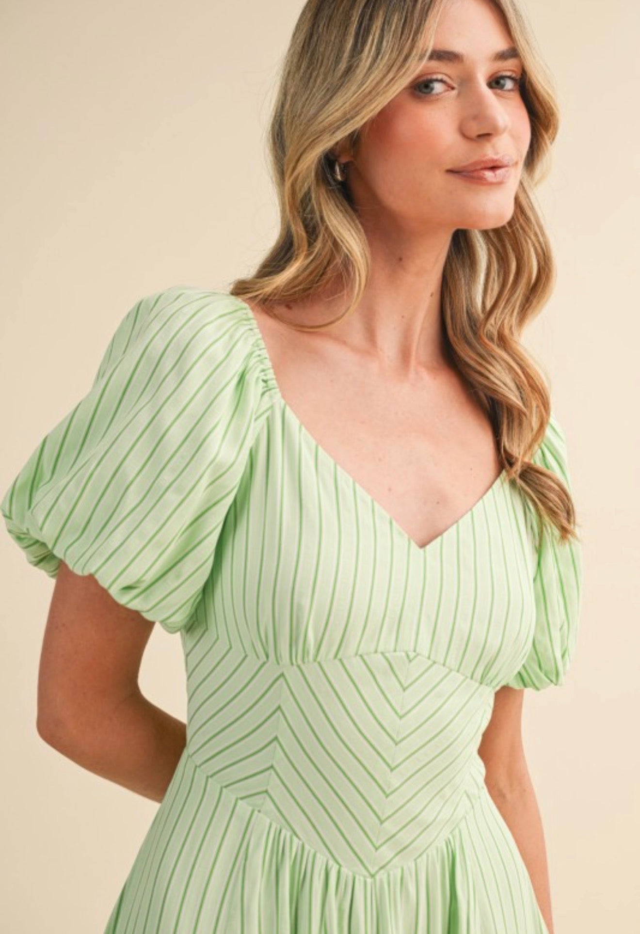 GREEN STRIPED DRESS