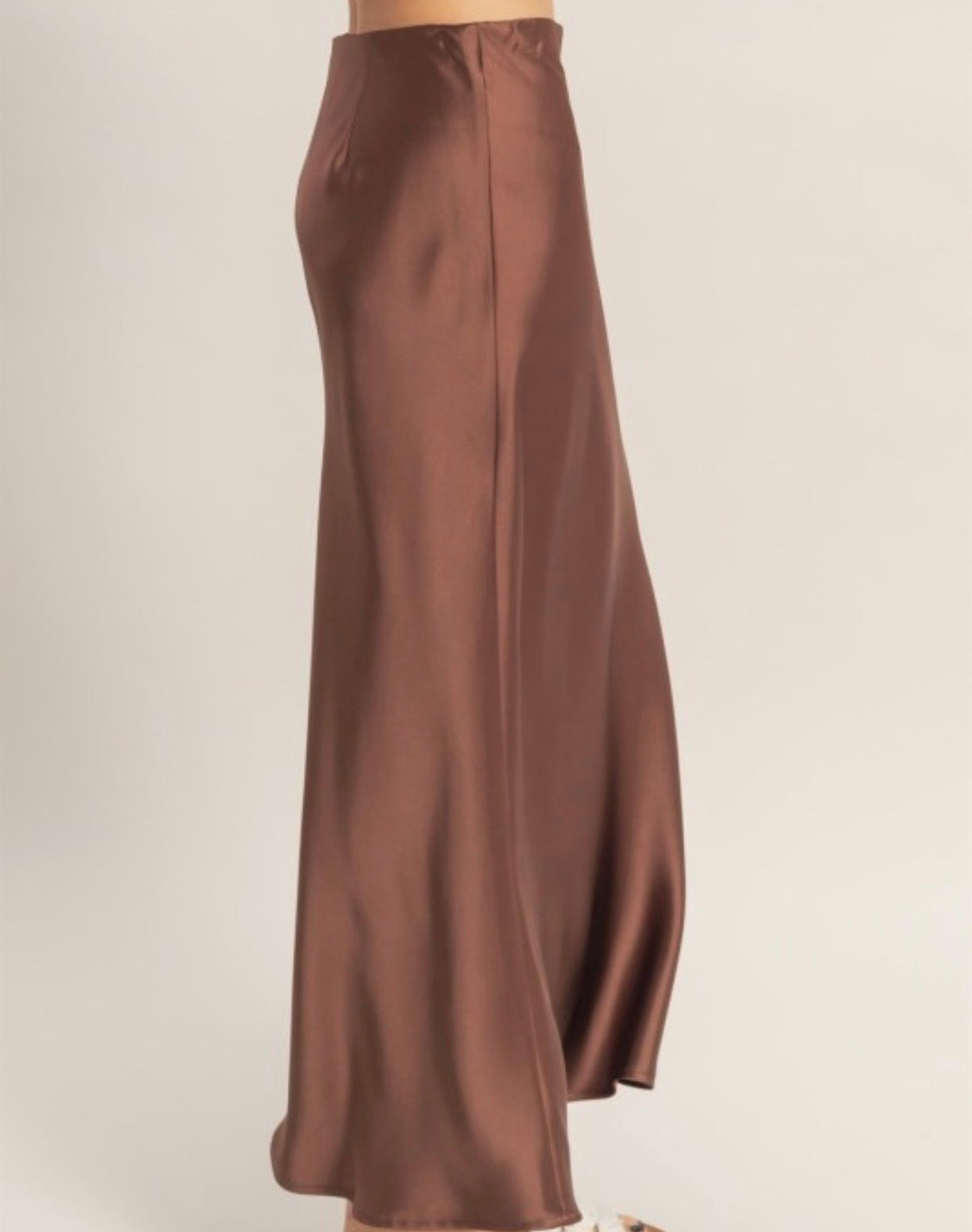 MIDI SATIN CHOCOLATE SKIRT
