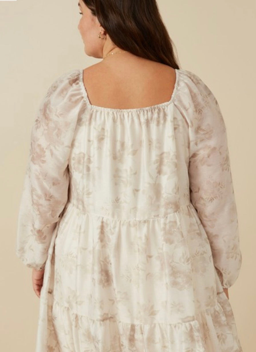 PLUS FLORAL PRINT SWEETHEART DRESS
