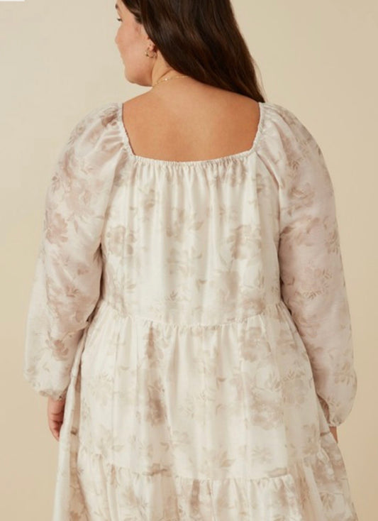PLUS FLORAL PRINT SWEETHEART DRESS
