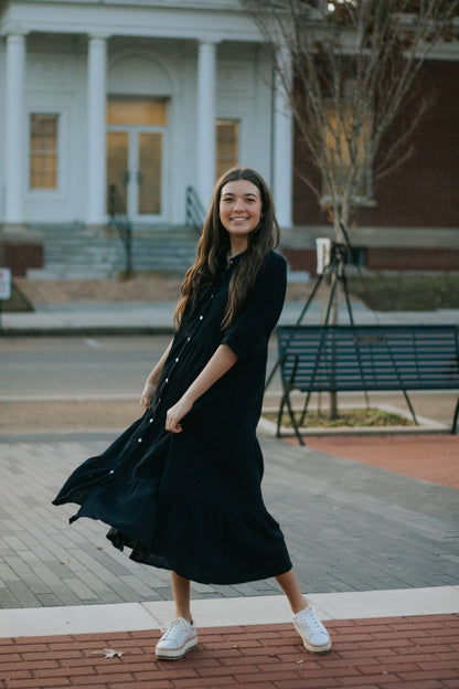 BLACK BUTTON UP DRESS