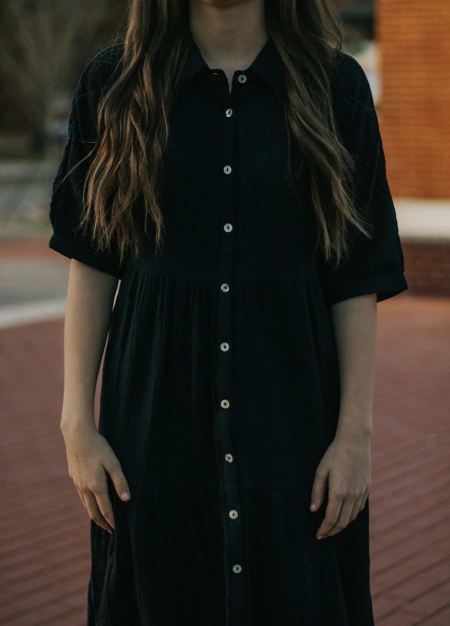 BLACK BUTTON UP DRESS