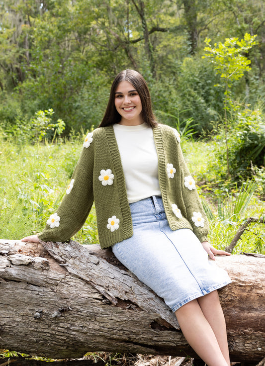 GREEN DAISY CARDIGAN