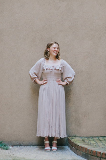 BEIGE MIDI DRESS