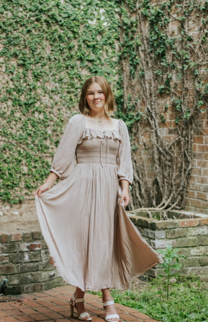 BEIGE MIDI DRESS