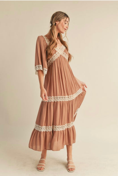 CROSS LACE MAXI DRESS