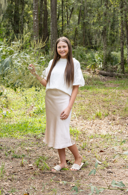 BLUSH PINK SATIN SKIRT