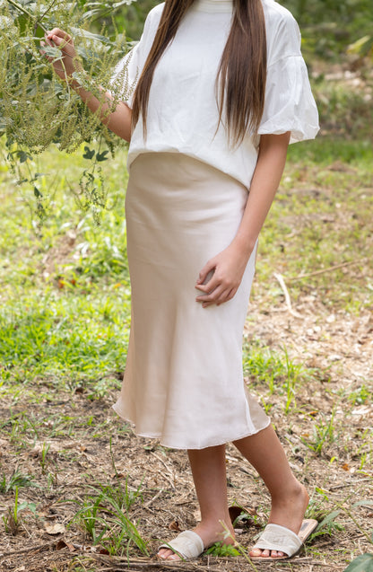 BLUSH PINK SATIN SKIRT