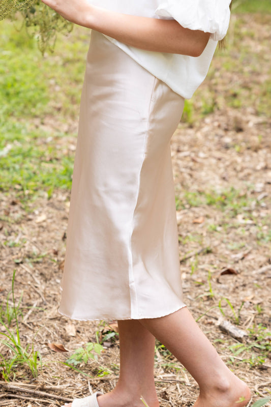 BLUSH PINK SATIN SKIRT