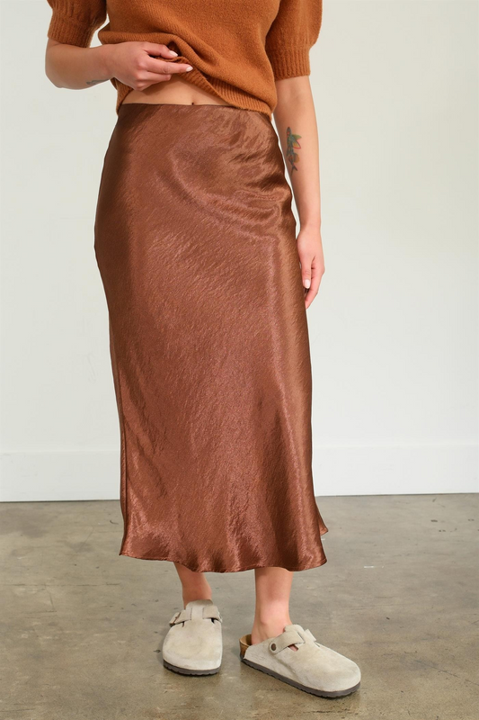 CHESTNUT SATIN SKIRT