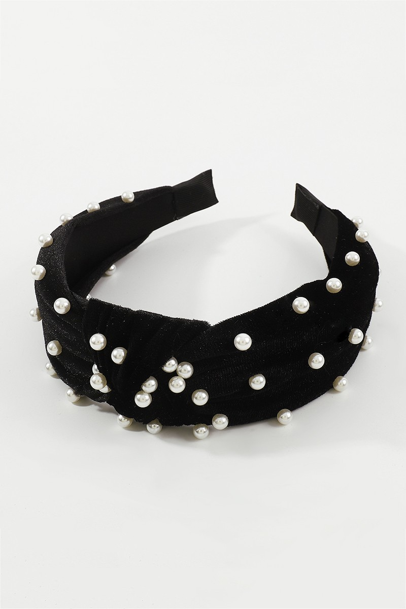 PEARL VELVET TOP KNOT HEADBAND